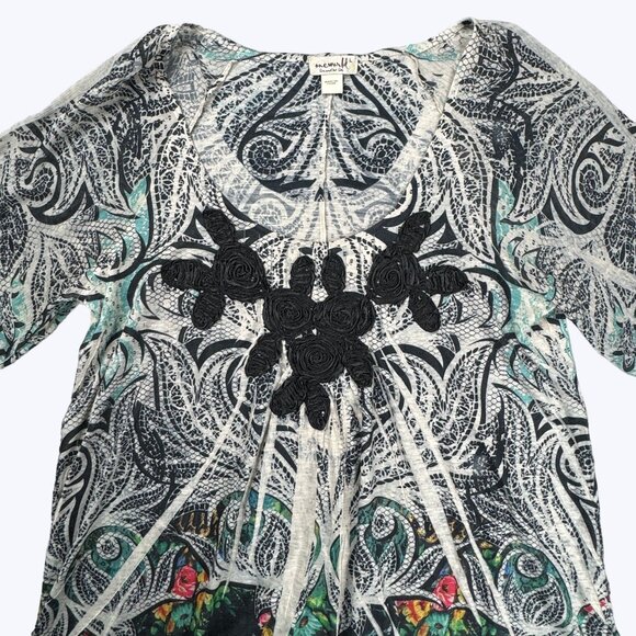 One World Women's Tunic Blouse Pullover Half Sleeve Size Large Beautiful - Picture 7 of 9